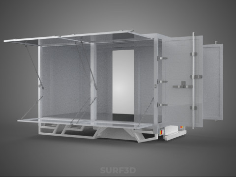 FREIGHT CUBE VAN BOX DROP SIDE TAILGATE REAR DOOR PICKUP TRUCK Modelo 3D