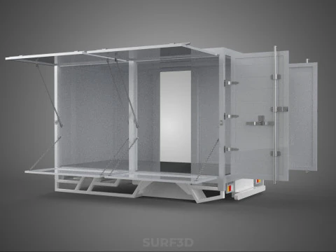 FREIGHT CUBE VAN BOX DROP SIDE TAILGATE REAR DOOR PICKUP TRUCK 3D Model