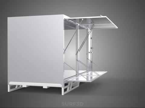 FREIGHT CUBE VAN BOX DROP SIDE TAILGATE REAR DOOR PICKUP TRUCK Modelo 3D