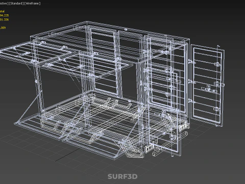 FREIGHT CUBE VAN BOX DROP SIDE TAILGATE REAR DOOR PICKUP TRUCK 3D Model