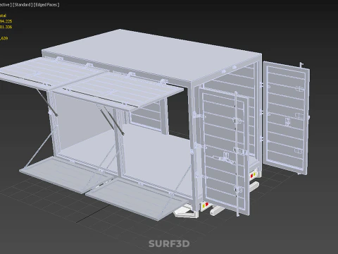 FREIGHT CUBE VAN BOX DROP SIDE TAILGATE REAR DOOR PICKUP TRUCK 3D Model