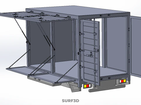 FREIGHT CUBE VAN BOX DROP SIDE TAILGATE REAR DOOR PICKUP TRUCK 3D Model