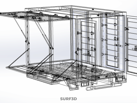 FREIGHT CUBE VAN BOX DROP SIDE TAILGATE REAR DOOR PICKUP TRUCK Modelo 3D
