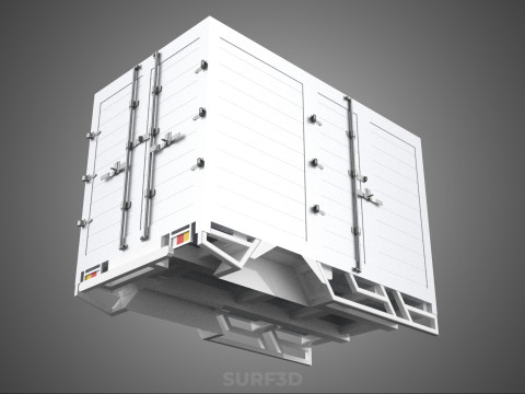 标准床拖车箱式货车货物皮卡车货运厢式车 3D 模型