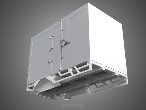 标准床拖车箱式货车货物皮卡车货运厢式车 3D 模型