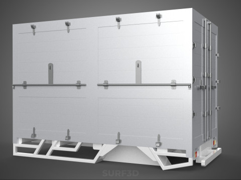标准床拖车箱式货车货物皮卡车货运厢式车 3D 模型