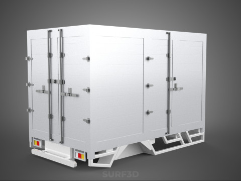 标准床拖车箱式货车货物皮卡车货运厢式车 3D 模型