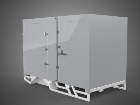 标准床拖车箱式货车货物皮卡车货运厢式车 3D 模型