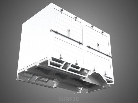 标准床拖车箱式货车货物皮卡车货运厢式车 3D 模型