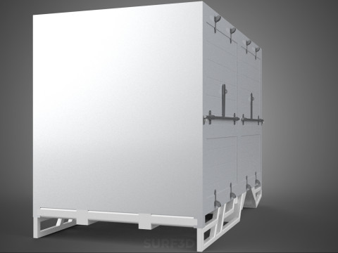 标准床拖车箱式货车货物皮卡车货运厢式车 3D 模型