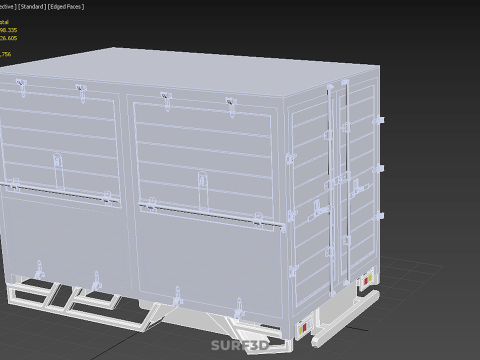标准床拖车箱式货车货物皮卡车货运厢式车 3D 模型