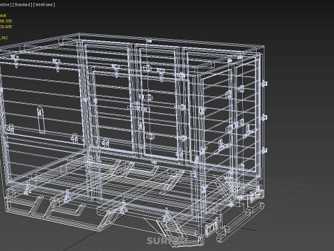 标准床拖车箱式货车货物皮卡车货运厢式车 3D 模型