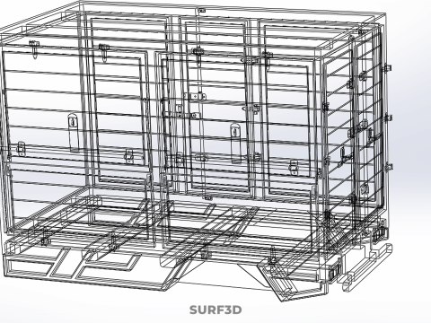 标准床拖车箱式货车货物皮卡车货运厢式车 3D 模型