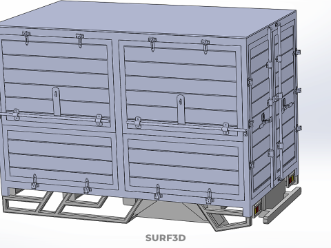 标准床拖车箱式货车货物皮卡车货运厢式车 3D 模型