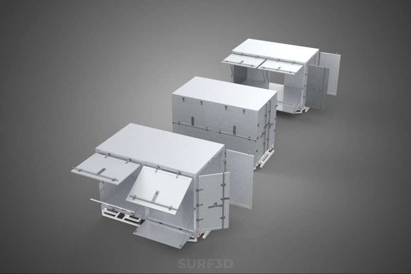 3 COLLECTION FRAME STRUCTURE BOX TRUCK CARGO PICKUP FREIGHT CAR 3D Model .c4d .max .obj .3ds .fbx .stl .blend