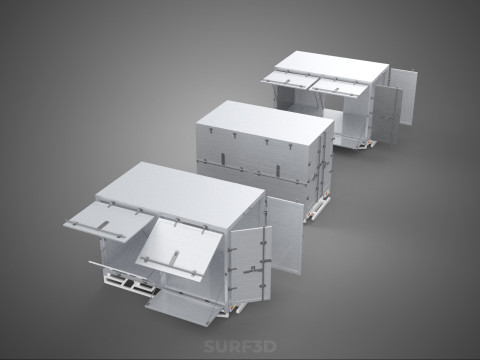 3 COLLECTION FRAME STRUCTURE BOX TRUCK CARGO PICKUP FREIGHT CAR Modèle 3D