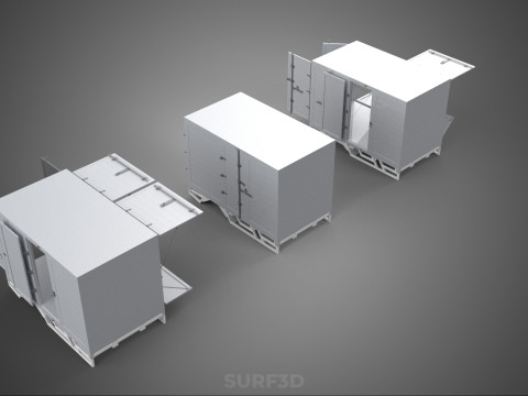3 COLLECTION FRAME STRUCTURE BOX TRUCK CARGO PICKUP FREIGHT CAR 3D 模型