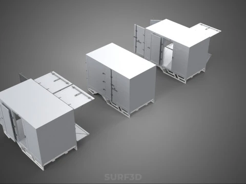 3 COLLECTION FRAME STRUCTURE BOX TRUCK CARGO PICKUP FREIGHT CAR 3D Model