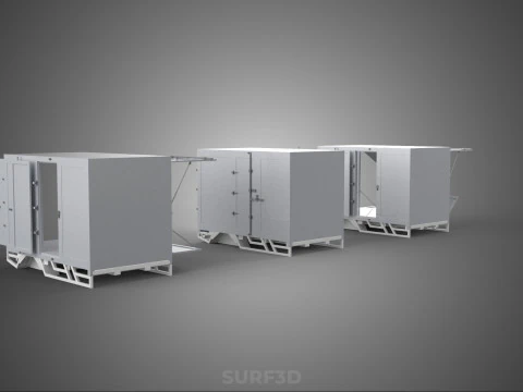 3 COLLECTION FRAME STRUCTURE BOX TRUCK CARGO PICKUP FREIGHT CAR 3D Model