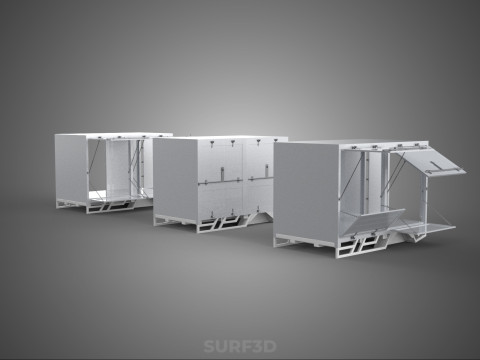 3 COLLECTION FRAME STRUCTURE BOX TRUCK CARGO PICKUP FREIGHT CAR 3D 模型