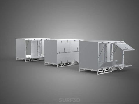 3 COLLECTION FRAME STRUCTURE BOX TRUCK CARGO PICKUP FREIGHT CAR 3D Model