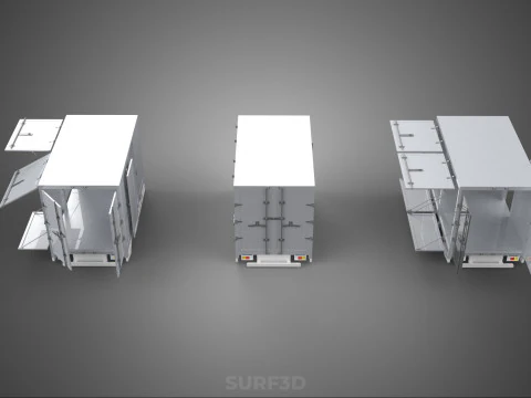 3 COLLECTION FRAME STRUCTURE BOX TRUCK CARGO PICKUP FREIGHT CAR 3D Model