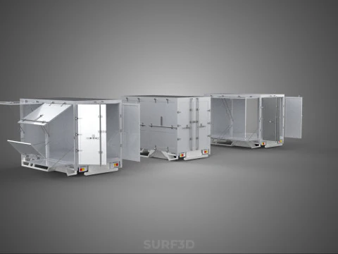 3 COLLECTION FRAME STRUCTURE BOX TRUCK CARGO PICKUP FREIGHT CAR 3D Model