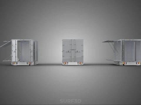 3 COLLECTION FRAME STRUCTURE BOX TRUCK CARGO PICKUP FREIGHT CAR 3D Model