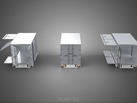 3 COLLECTION FRAME STRUCTURE BOX TRUCK CARGO PICKUP FREIGHT CAR 3D Model