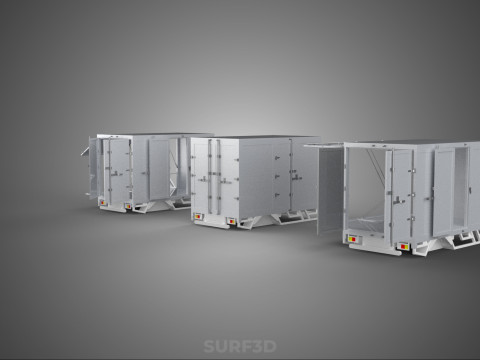3 COLLECTION FRAME STRUCTURE BOX TRUCK CARGO PICKUP FREIGHT CAR 3D 模型