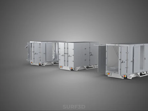 3 COLLECTION FRAME STRUCTURE BOX TRUCK CARGO PICKUP FREIGHT CAR 3D Model