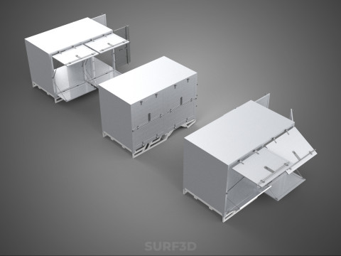 3 COLLECTION FRAME STRUCTURE BOX TRUCK CARGO PICKUP FREIGHT CAR 3D 模型