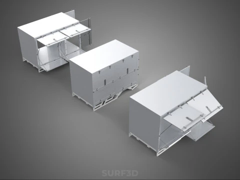 3 COLLECTION FRAME STRUCTURE BOX TRUCK CARGO PICKUP FREIGHT CAR 3D Model