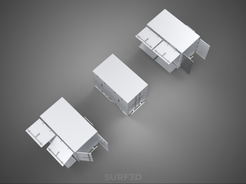 3 COLLECTION FRAME STRUCTURE BOX TRUCK CARGO PICKUP FREIGHT CAR 3D 模型