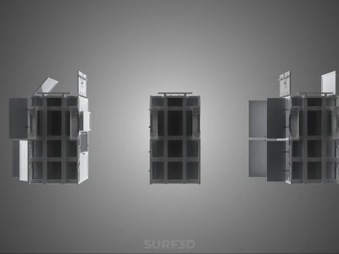 3 COLLECTION FRAME STRUCTURE BOX TRUCK CARGO PICKUP FREIGHT CAR 3D Model