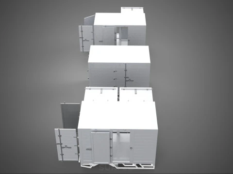3 COLLECTION FRAME STRUCTURE BOX TRUCK CARGO PICKUP FREIGHT CAR 3D Model