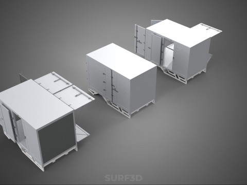 3 COLLECTION FRAME STRUCTURE BOX TRUCK CARGO PICKUP FREIGHT CAR 3D 模型