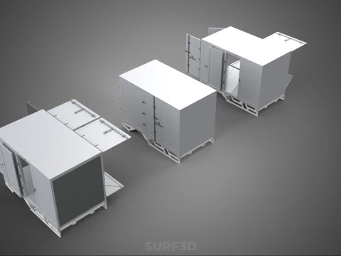 3 COLLECTION FRAME STRUCTURE BOX TRUCK CARGO PICKUP FREIGHT CAR 3D Model