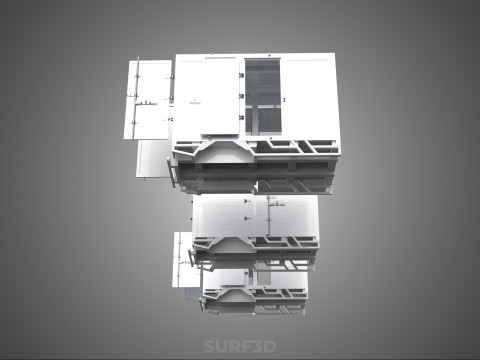 3 COLLECTION FRAME STRUCTURE BOX TRUCK CARGO PICKUP FREIGHT CAR 3D 模型