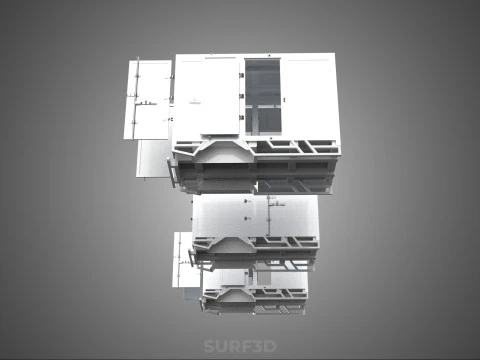 3 COLLECTION FRAME STRUCTURE BOX TRUCK CARGO PICKUP FREIGHT CAR 3D Model
