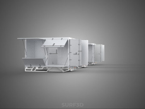 3 COLLECTION FRAME STRUCTURE BOX TRUCK CARGO PICKUP FREIGHT CAR 3D 模型