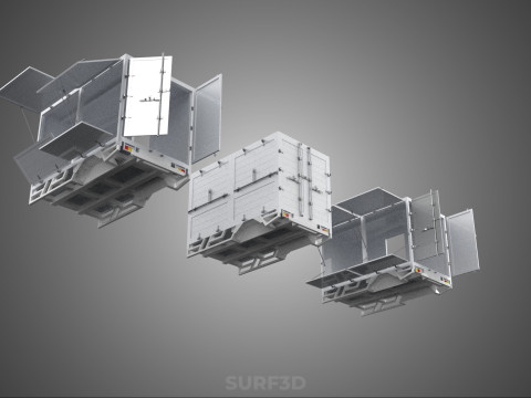 3 COLLECTION FRAME STRUCTURE BOX TRUCK CARGO PICKUP FREIGHT CAR 3D 模型