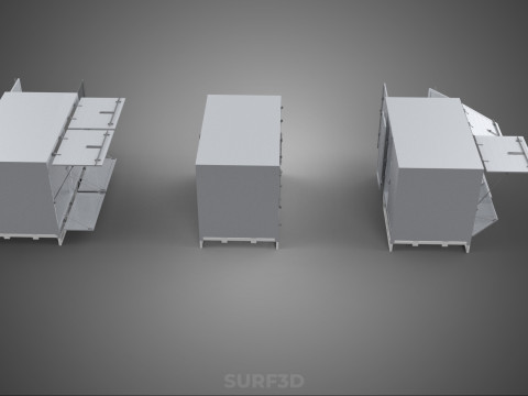 3 COLLECTION FRAME STRUCTURE BOX TRUCK CARGO PICKUP FREIGHT CAR 3D 模型