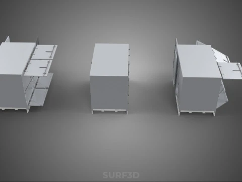 3 COLLECTION FRAME STRUCTURE BOX TRUCK CARGO PICKUP FREIGHT CAR 3D Model