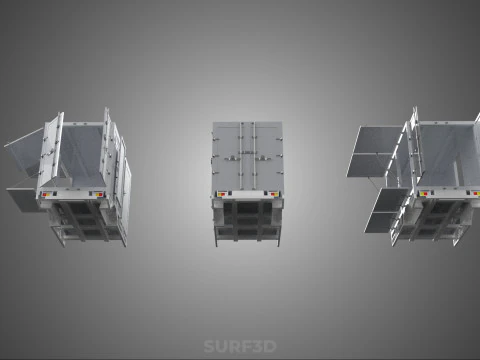 3 COLLECTION FRAME STRUCTURE BOX TRUCK CARGO PICKUP FREIGHT CAR 3D Model