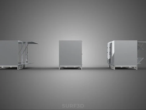 3 COLLECTION FRAME STRUCTURE BOX TRUCK CARGO PICKUP FREIGHT CAR 3D Model
