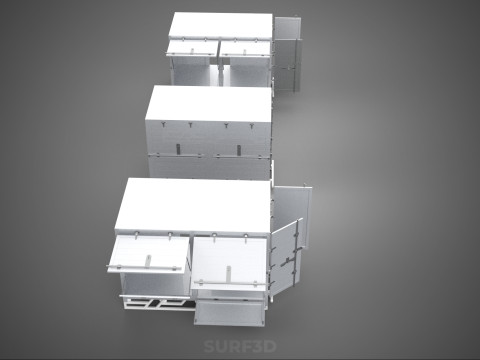 3 COLLECTION FRAME STRUCTURE BOX TRUCK CARGO PICKUP FREIGHT CAR 3D 模型