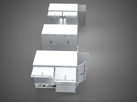 3 COLLECTION FRAME STRUCTURE BOX TRUCK CARGO PICKUP FREIGHT CAR 3D Model