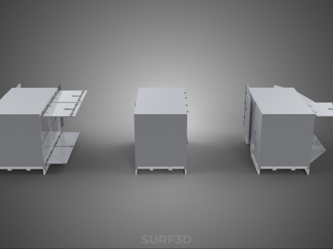 3 COLLECTION FRAME STRUCTURE BOX TRUCK CARGO PICKUP FREIGHT CAR 3D 模型