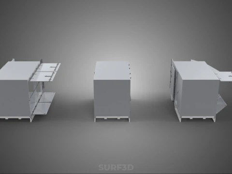 3 COLLECTION FRAME STRUCTURE BOX TRUCK CARGO PICKUP FREIGHT CAR 3D Model